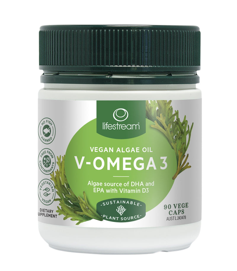Lifestream V-Omega 3 Vege Capsules Supplement Oborne Health Supplies 90 caps 