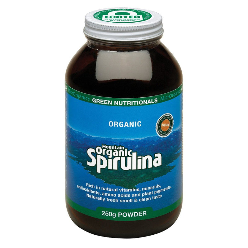 MicrOrganics Green Nutritionals Mountain Organic Spirulina - Powder Supplement Oborne Health Supplies 250g 