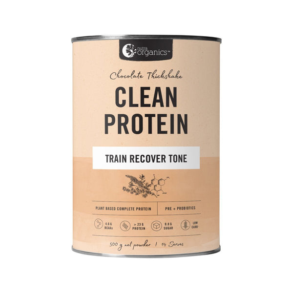 Nutra Organics Clean Protein Chocolate Thickshake Supplement Oborne Health Supplies 