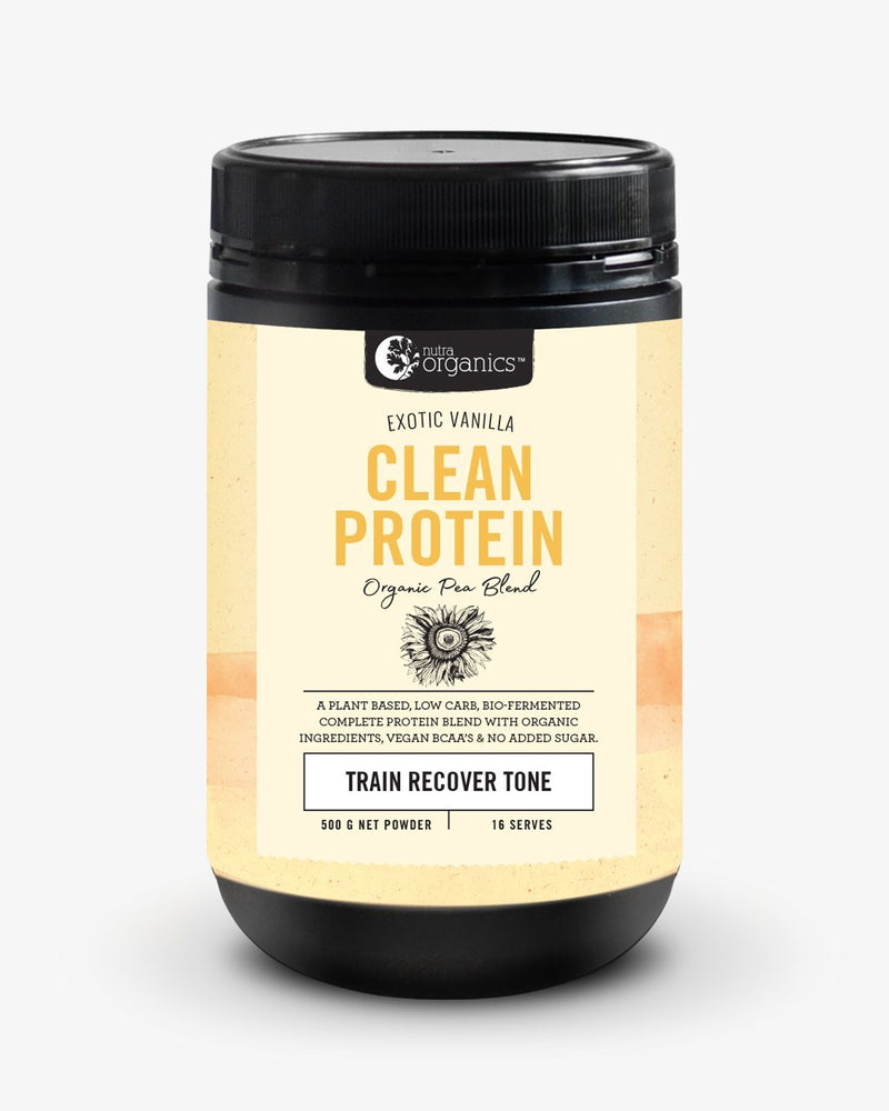 NutraOrganics Clean Protein Exotic Vanilla 500g Supplement Oborne Health Supplies 