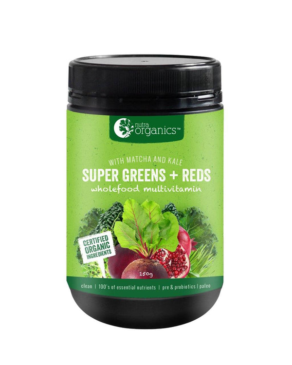 NutraOrganics Super Greens + Reds Powder Supplement Oborne Health Supplies 150g 
