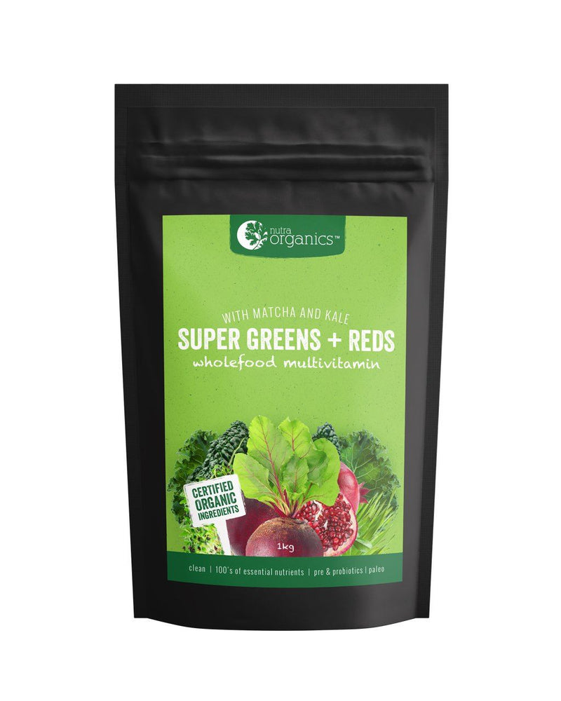 NutraOrganics Super Greens + Reds Powder Supplement Oborne Health Supplies 1KG 