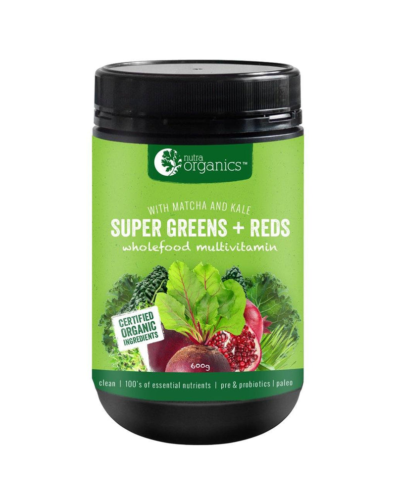 NutraOrganics Super Greens + Reds Powder Supplement Oborne Health Supplies 600g 