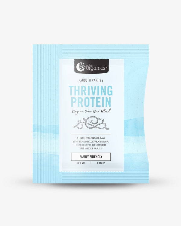 NutraOrganics Thriving Protein Smooth Vanilla Sachet Supplement Oborne Health Supplies 