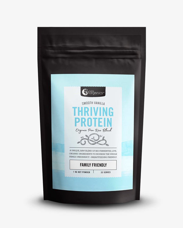 NutraOrganics Thriving Protein Smooth Vanilla Supplement Oborne Health Supplies 1kg 