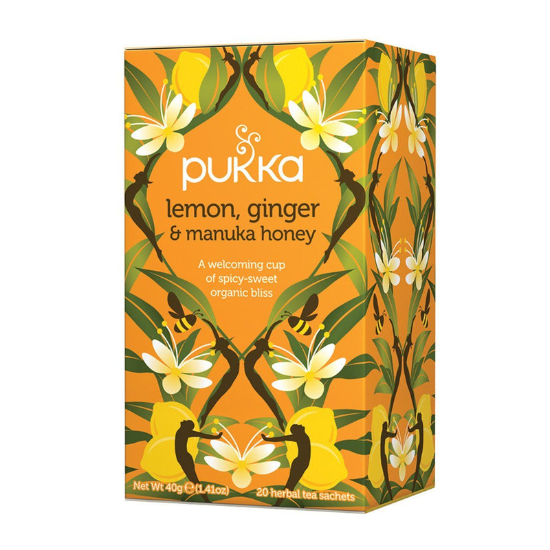 Pukka Lemon, Ginger & Manuka Honey Tea Herbal Teas Oborne Health Supplies 